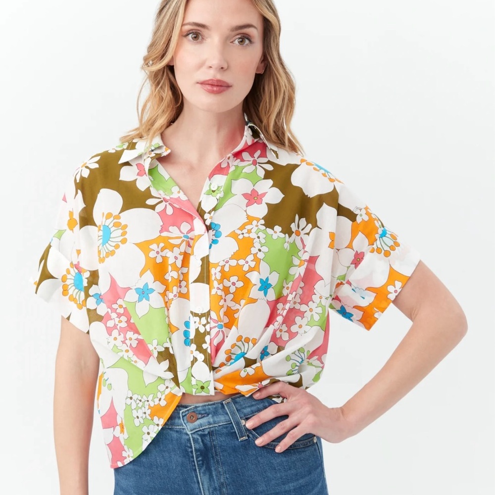 Trina Turk Multicolor Floral Button-Front Blouse